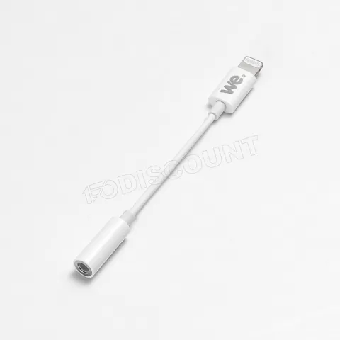 Photo de Cable Lightning We vers Jack audio 3,5mm M/F 15cm (Blanc)