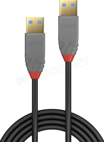 Photo de Cable Lindy Anthra Line USB 3.2 vers USB-A M/M 3m (Gris)