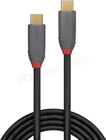 Photo de Cable Lindy Anthra Line USB-C 3.2 - 2m M/M (Gris/Rouge)