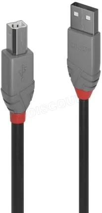 Photo de Cable Lindy USB 2.0 type A - B M/M 2m (Gris)
