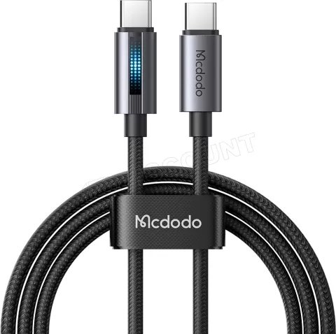 Photo de Câble Mcdodo Breathing Light USB-C avec écran 1,2m M/M 100W (Gris/Noir)