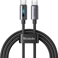 Photo de Câble Mcdodo Breathing Light USB-C avec écran 1,2m M/M 100W (Gris/Noir)