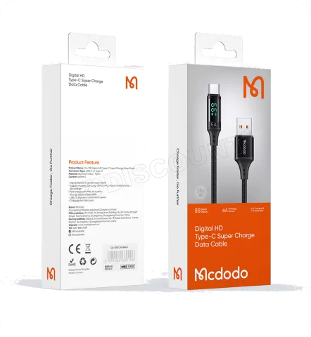 Photo de Câble Mcdodo Digital HD USB-A/C avec écran 1,2m M/M (Noir)