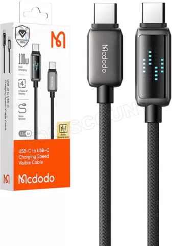 Photo de Câble Mcdodo USB-C avec écran 1,2m M/M 100W (Noir)