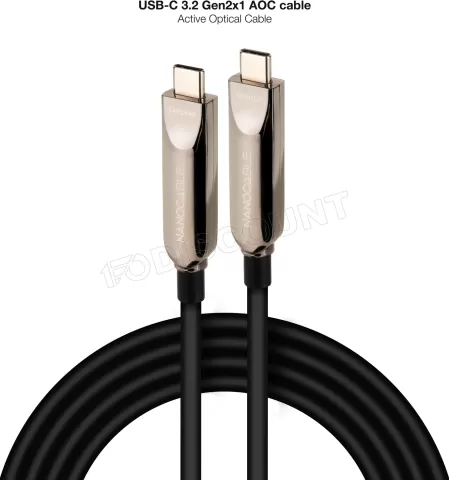 Photo de Câble Nanocable AOC USB-C 5m M/M 60W 10Gbps 8K 60Hz (Noir)