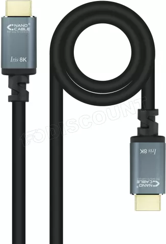 Photo de Câble Nanocable Iris 8K HDMI 2.1 M/M 1m (Noir/Gris)