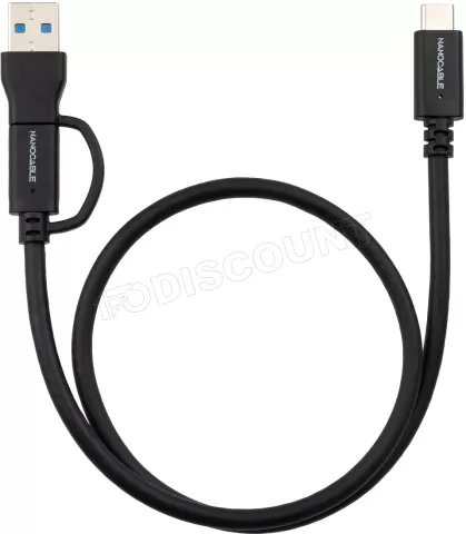Photo de Cable Nanocable USB-A/USB-C vers USB-C M/M 2m (Noir)