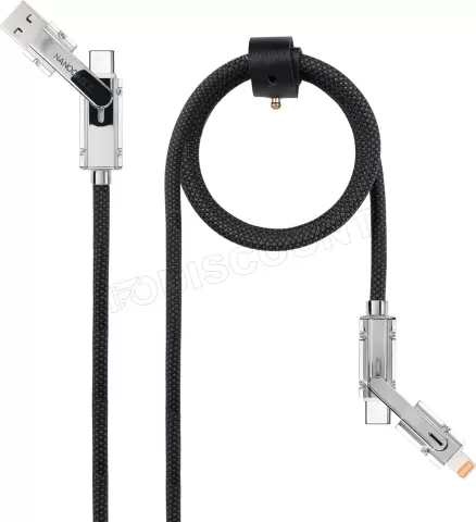 Photo de Cable Nanocable USB-A/USB-C vers USB-C/Lightning M/M 1m (Noir/Gris)
