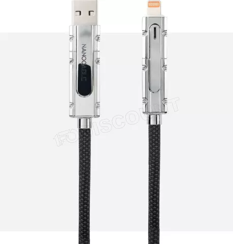 Photo de Cable Nanocable USB-A/USB-C vers USB-C/Lightning M/M 1m (Noir/Gris)