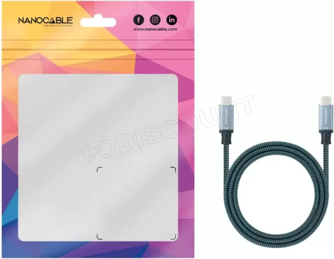 Photo de Câble Nanocable USB-C 3.2 M/M 1m 100W (Gris)