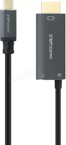 Photo de Cable Nanocable USB-C vers HDMI mâle/USB-C femelle 1.8m (Noir)
