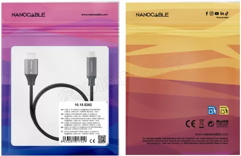 Photo de Cable Nanocable USB-C vers HDMI M/M 1.8m (Noir)