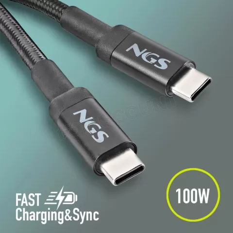Photo de Cable NGS Knot USB-C M/M 2m 100W (Noir)