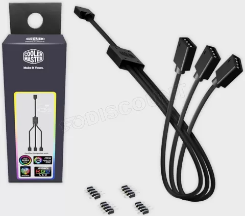 Photo de Câble répartiteur RGB Cooler Master 1-To-3 Splitter pour 3 ventilateurs 58cm (Noir)