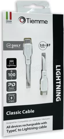 Photo de Câble Tiemme Classic USB type C - Lightning M/M 20W 1m (Blanc)