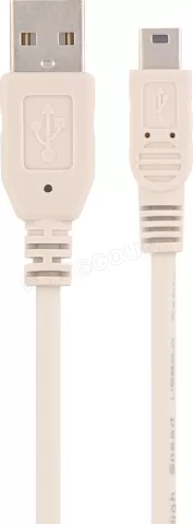 Photo de Cable T'nB USB 2.0 type A - Mini B M/M 1m (Blanc)