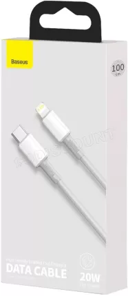 Photo de Cable USB 3.0 type C Baseus High Density vers Lightning M/M 1m 20W (Blanc)
