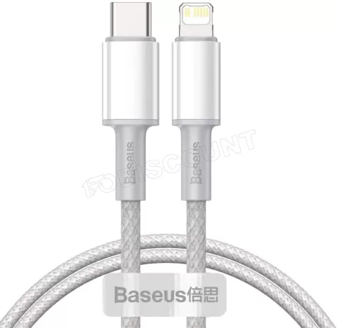 Photo de Cable USB 3.0 type C Baseus High Density vers Lightning M/M 1m 20W (Blanc)