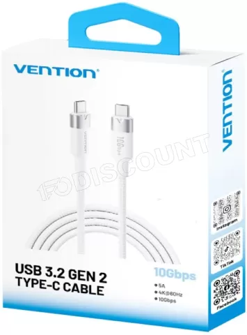 Photo de Cable Vention USB-C M/M 1m 100W (Blanc)