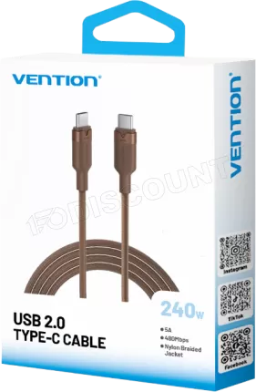 Photo de Cable Vention USB-C M/M 1m 240W (Marron)
