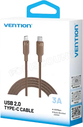 Photo de Cable Vention USB-C M/M 2m 60W (Marron)