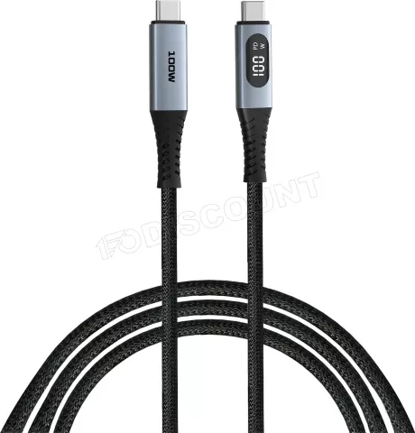 Photo de Câble Verbatim USB-C avec écran 1,2m M/M 100W (Gris/Noir)