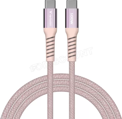 Photo de Câble Verbatim USB-C magnétique 1,2m M/M 100W (Rose)