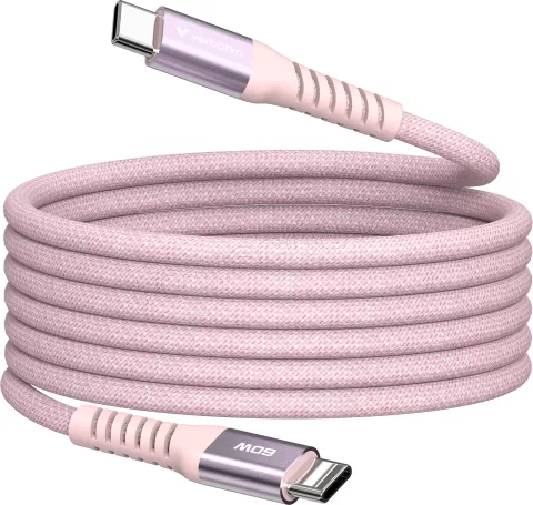 Photo de Câble Verbatim USB-C magnétique 1,2m M/M 60W (Rose)