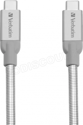 Photo de Câble Verbatim USB-C M/M 30cm Acier Inoxydable (Blanc/Gris)