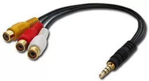 Photo de Cable Video/Audio Lindy Jack 3,5mm vers 3x RCA 10cm