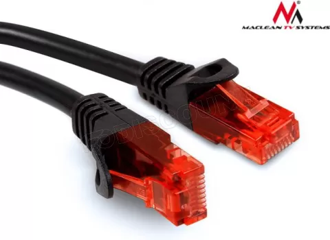 Photo de Câble/Cordon réseau Maclean RJ45 Catégorie 6 FTP (F/UTP) Droit 15m (Noir/Rouge)