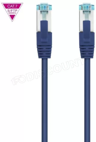 Photo de Câble/Cordon réseau RJ45 Nanocable Catégorie 7 S-FTP (S/FTP) Droit 1m (Bleu)