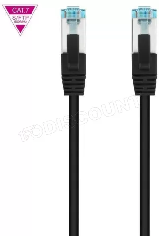 Photo de Câble/Cordon réseau RJ45 Nanocable Catégorie 7 S-FTP (S/FTP) Droit 25cm (Noir)