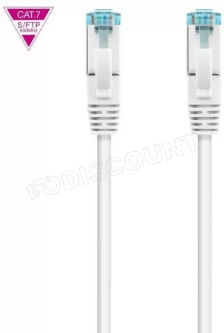 Photo de Câble/Cordon réseau RJ45 Nanocable Catégorie 7 S-FTP (S/FTP) Droit 2m (Blanc)