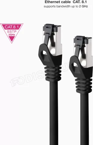 Photo de Câble/Cordon réseau RJ45 Nanocable Catégorie 8 SSTP (S/FTP) 10m (Noir)