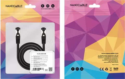 Photo de Câble/Cordon réseau RJ45 Nanocable Catégorie 8 SSTP (S/FTP) 2m (Noir)