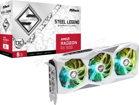 Photo de Carte Graphique AMD ASRock Radeon RX7600 Steel Legend OC 8Go