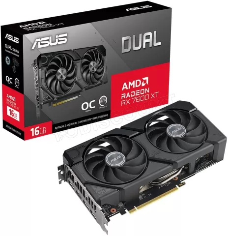 Photo de Carte Graphique AMD Asus Radeon RX 7600 XT Dual OC 16Go