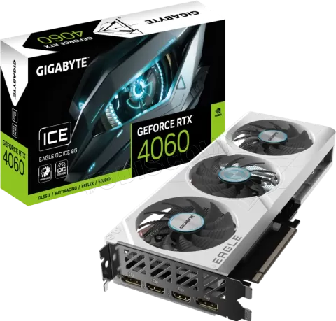 Photo de Carte Graphique Nvidia Gigabyte GeForce RTX 4060 Eagle Ice OC 8Go