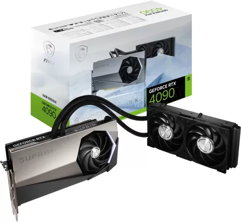 Photo de Carte Graphique Nvidia watercoolée MSI GeForce RTX 4090 Suprim Liquid X 24Go