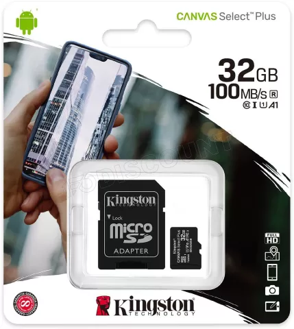 Photo de Carte mémoire Micro SD Kingston Canvas Select Plus - 32Go