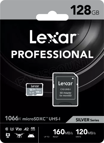 Photo de Carte mémoire Micro SD Lexar 1066x - 128Go avec adaptateur