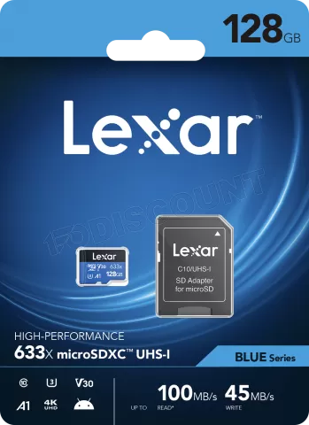 Photo de Carte mémoire Micro SD Lexar 633x - 128Go avec adaptateur