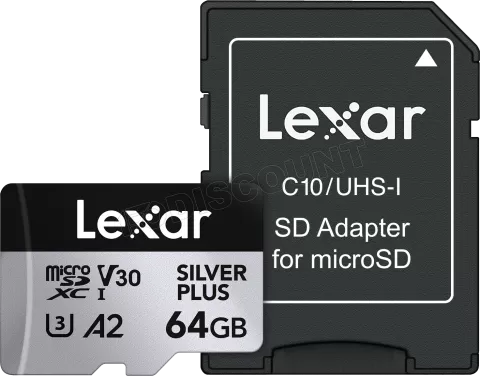 Photo de Carte mémoire Micro SD Lexar Silver Plus - 64Go