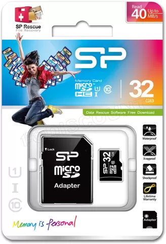 Photo de Carte mémoire Micro SD Silicon Power - 32Go avec adaptateur