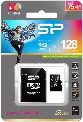 Photo de Carte mémoire Micro SD Silicon Power Elite - 128Go avec adaptateur