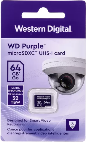 Photo de Carte mémoire Micro SD Western Digital Purple SC QD101 - 64Go