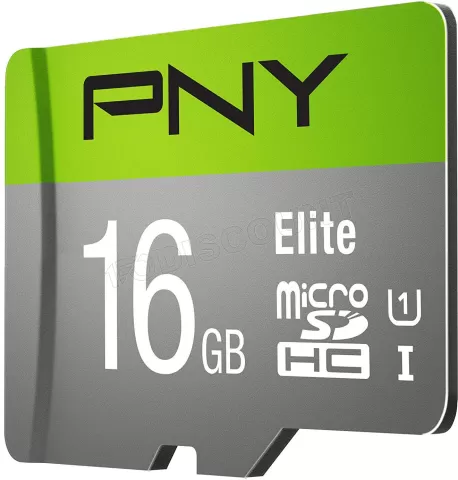 Photo de Carte mémoire Micro Secure Digital (micro SD) PNY Elite 16Go Class 10 avec adaptateur