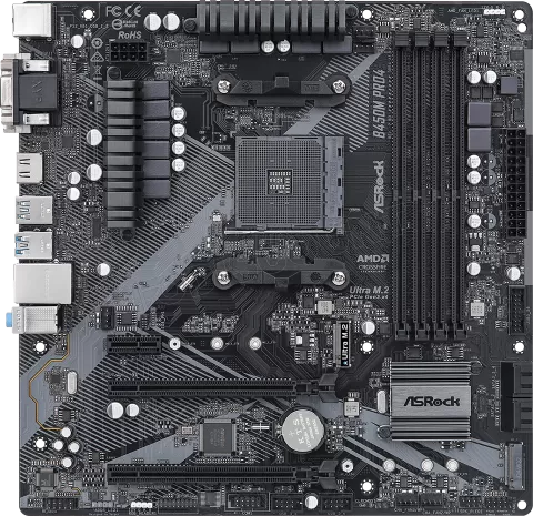 Photo de Carte Mère ASRock B450M Pro4 R2.0 (AM4) Micro ATX