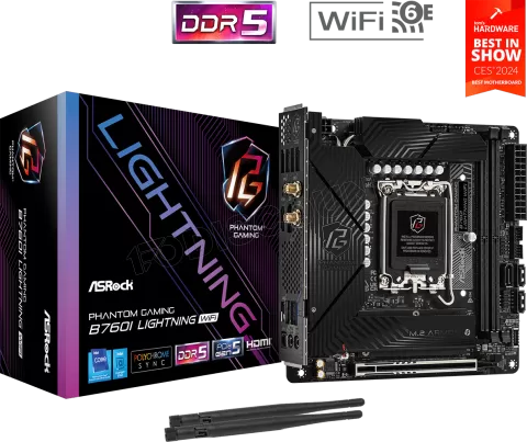 Photo de Carte Mère ASRock B760I Phantom Gaming Lightning WiFi DDR5 (Intel LGA 1700) Mini ITX